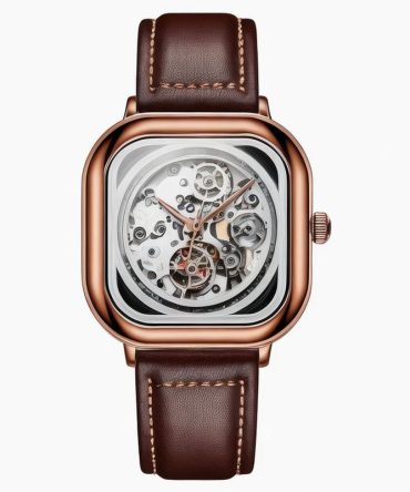 Watch Cheap Fashion Sport Square Gold Alloy Hallow Out Skeleton Automatic Mechanical Watch Men